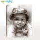 a beautiful child artistically drawn in this canvas portrait artwork