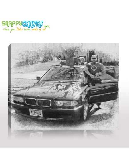 car portrait sample in pencil drawn digitallly