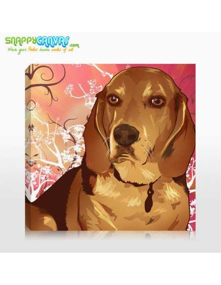 Pop art dog canvas made from photo with pink tones