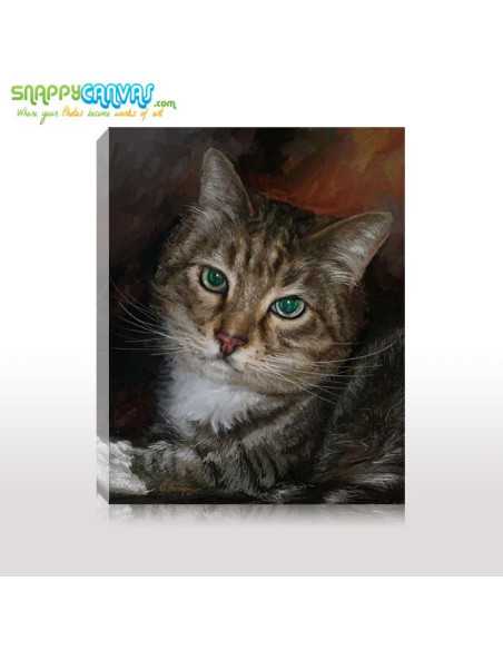 An artistic painting created from a customer's cat picture using painterly brusth strokes.