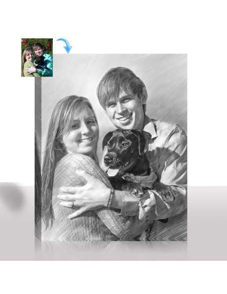 pencil portrait with dog
