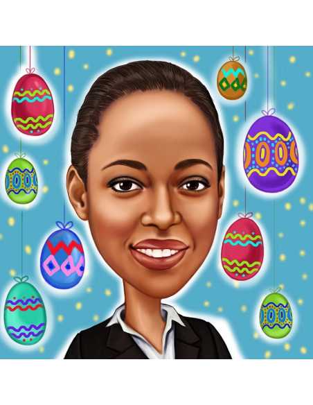 Easter theme caricature from photo portrait - Snappy Canvas