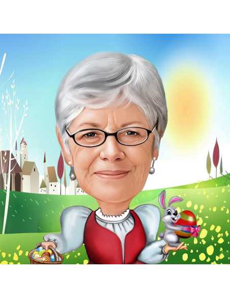 Easter theme caricature from photo portrait - Snappy Canvas