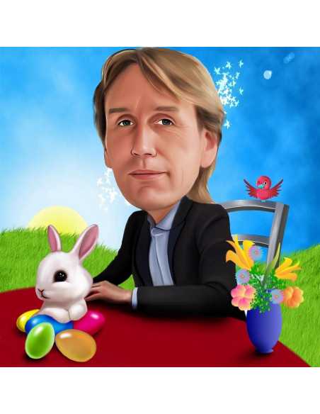 Easter theme caricature from photo portrait - Snappy Canvas