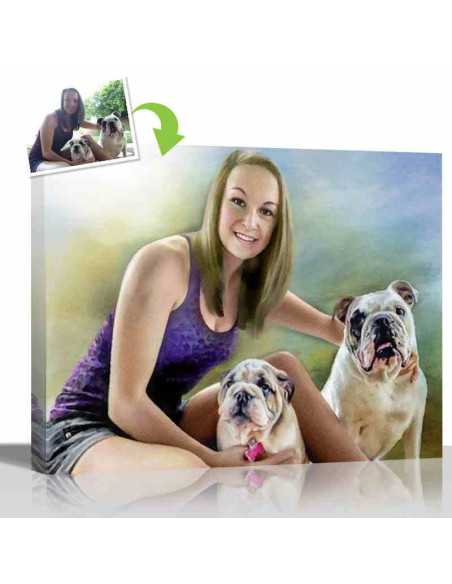 watercolor woman and dogs