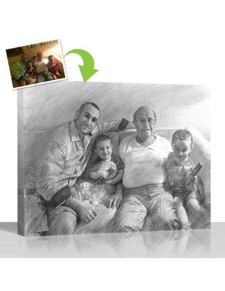 Father's day portrait in sketch with kids