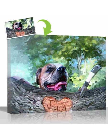 Painterly dog portrait from photo