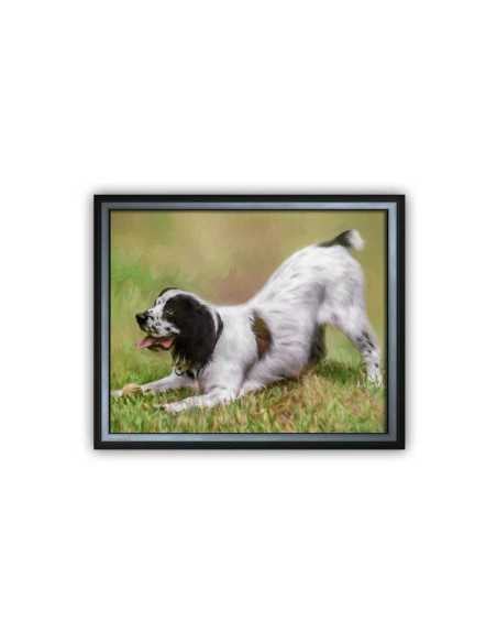 Dog Lying Down Oil Portrait: “Oil portrait of a dog lying down, created from a photo for personalized pet art.”