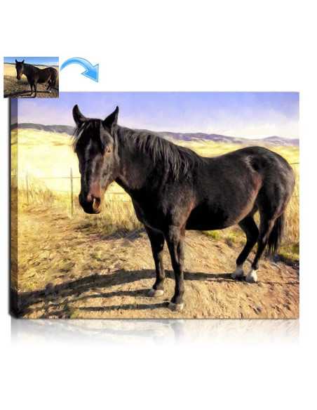 A pet horse made to canvas art from a photo