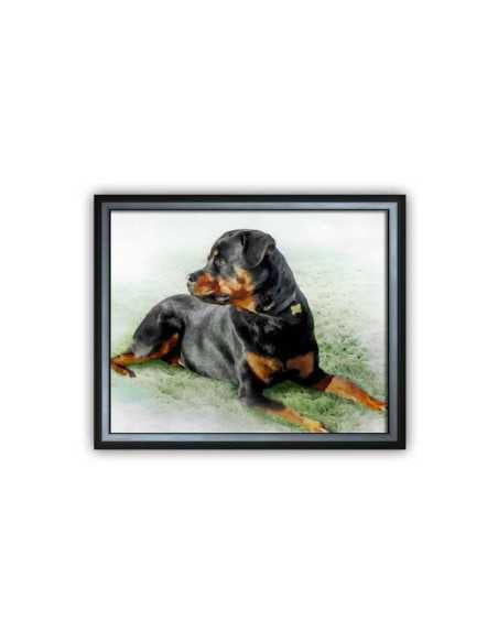 Rottweiler dog pic made to watercolor style canvas