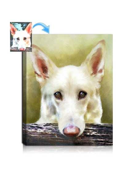 Hand Painted Watercolor dog portrait digitally brushed by Master Portrait Artist