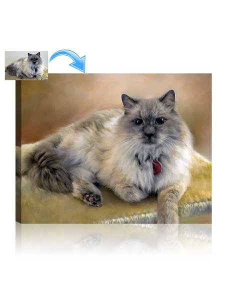 A painting of a pet cat with a fantastic long hair coat from a customer's photo.to, 