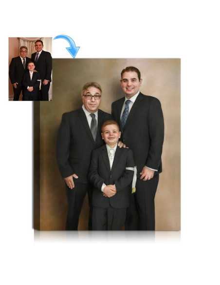 Business group portrait painted of the team to canvas from photograph