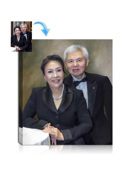 Custom office art painting portrait of a business man and woman