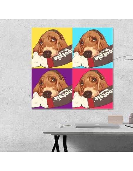 A colorful custom pop art from photo canvas of pet dog