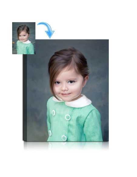 A timeless child oil portrait painting from photo, capturing innocence.