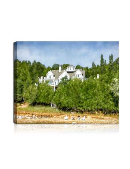 Photo of a treasured multistory estate home made to canvas oil art