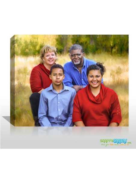 An outdoor family photo handcrafted to family portrait painting gallery wrapped deep canvas