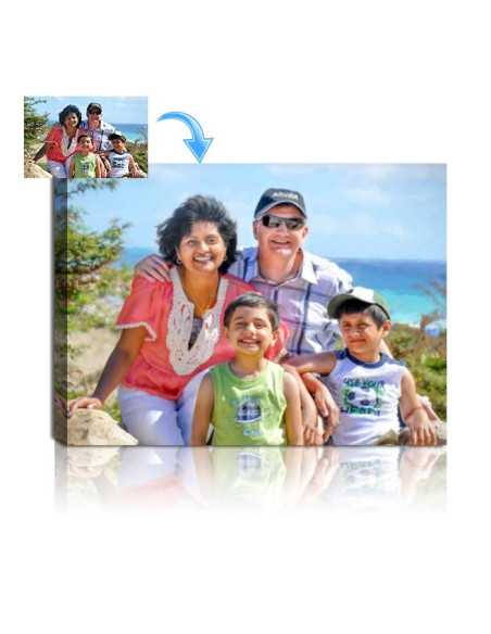 A seaside family custom painting capturing a special moment in time in oil style