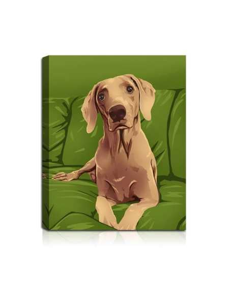 Pop Art dog canvas with a green color background