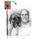 Loving sketch memory of pet mastiff dog with his owner on canvas