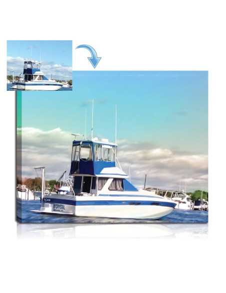 A boat picture made to canvas painting for a boat lover