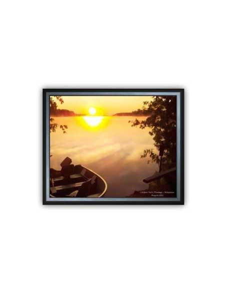 Rays of the setting sun highlight the scenic view of this scenic oil painting canvas.
