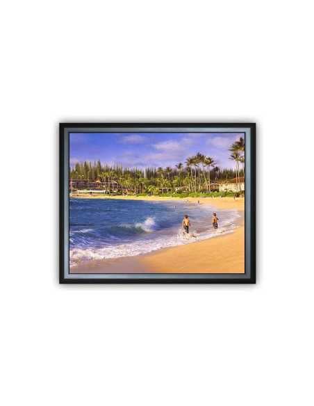 The scenes of summer bring wave of joy with ocean mist, in this custom oil portrait from photo.