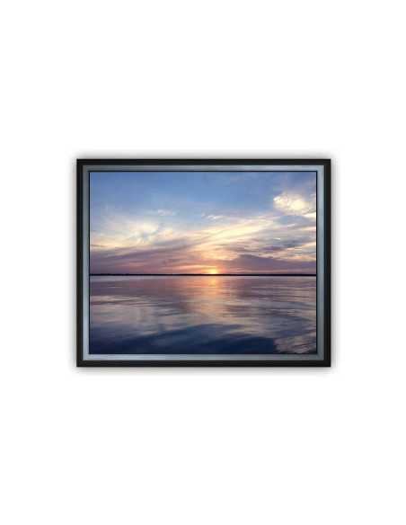 Saying goodnight to the last hour of the sun in mellow tones in black framed oil portrait art.