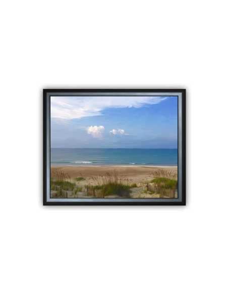 Scenic framed painting of ocean side from a vacation photo.