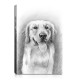 Pet art sketch to canvas made from a photo in portrait orientation of one happy doggy
