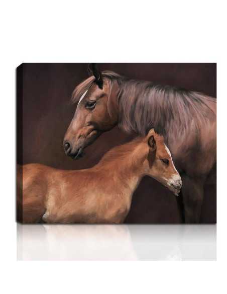 An enchanting horse portrait painting created from photo of two horses