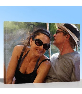 Painterly couple painting from photo