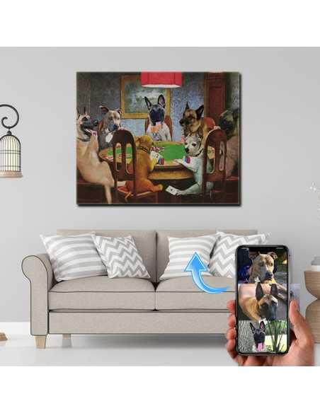Turn you dog photo into a custom dog playing poker portrait.