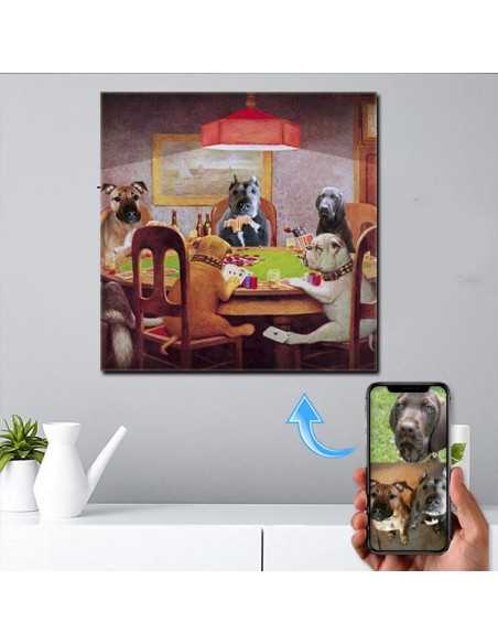 Example of customer pet photo made to poker playing painting.