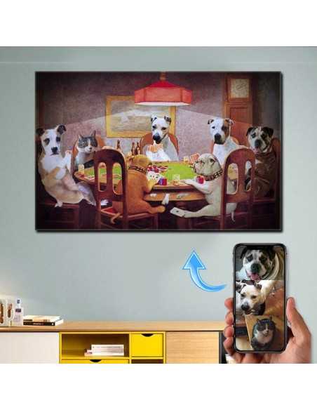 Dog playing poker personalized painting