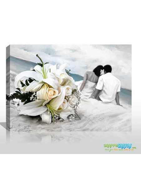 Canvas portrait made by artist using a special wedding photo