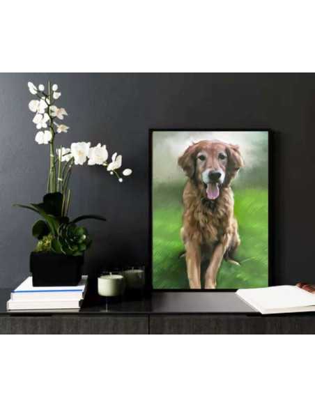 Dog Oil Photo Painting in Black Frame