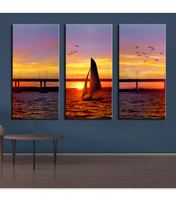 painted triptych made from photo