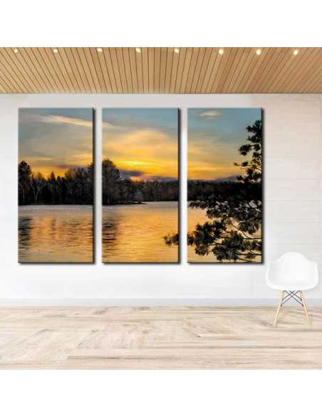 photo painting triptych at dusk