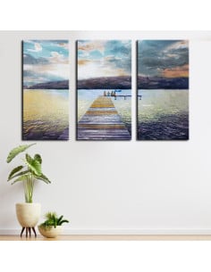 triptych painting from photo dockside