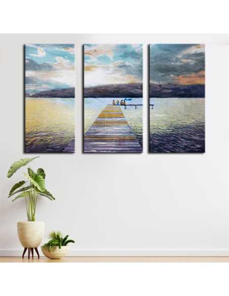 triptych painting from photo dockside