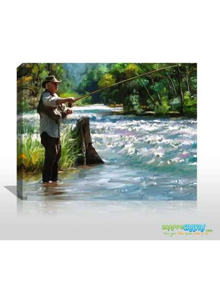 A painting gift for an avid fisherman, made by artist using his picture.