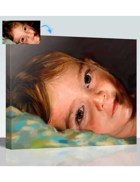 A child painted from a photo with painterly brush strokes.