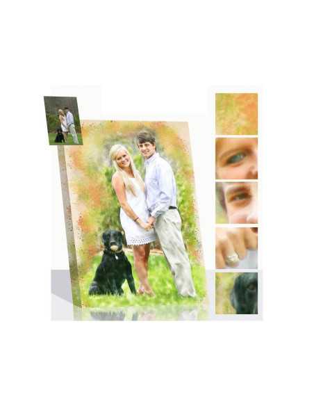 Color Splash Dog painting with couple