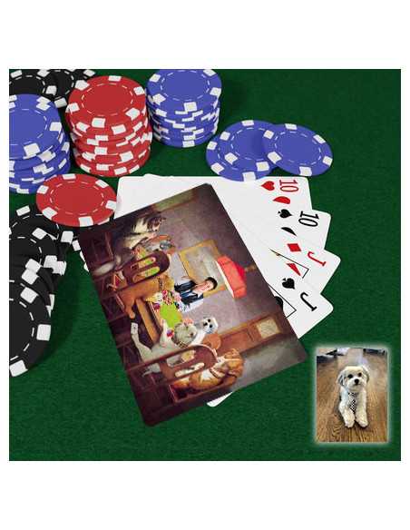 Personalized dog's playing poker cards