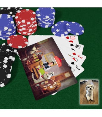 Personalized dog's playing poker cards