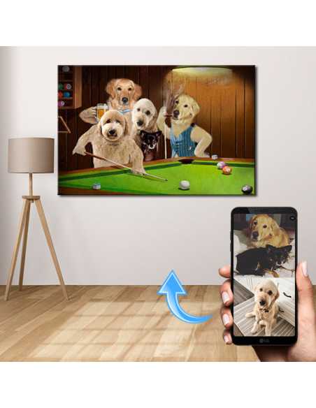 Custom Dogs playing pool from your dog pictures