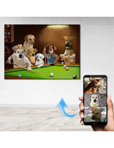 Your dogs playing pool personalized with your dog in it