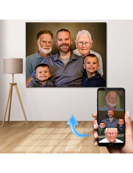 Family Portrait Painting from combined photos